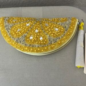 Primark Beaded Lemon Slice Clutch Wristlet